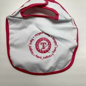 Texas rangers Sports Fan Baby Bib Gift White Pink baby fanatic